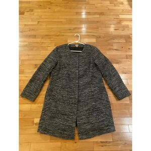 J. Jill Womens Gray Black Textured Tweed Coat Jacket Medium Wool Blend